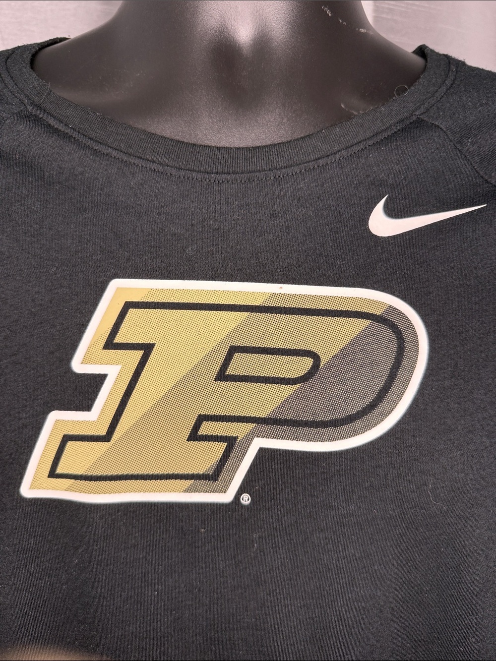 Nike Dri Fit Purdue T Shirt Athletic Cut Mens XL 2017 Black Raglan 3/4 Sleeve